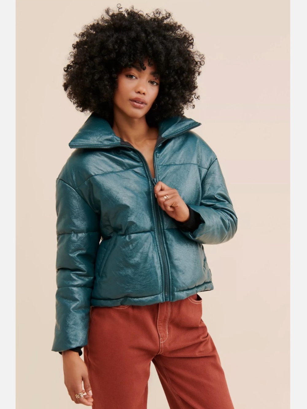 ANTHROPOLOGIE NUULY X APPARIS BILLIE CRINKLE VEGAN LEATHER PUFFER